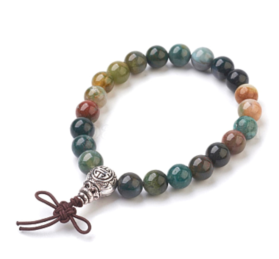 Bracciale elastico in Agata indiana - Equilibrio e armonia interiore