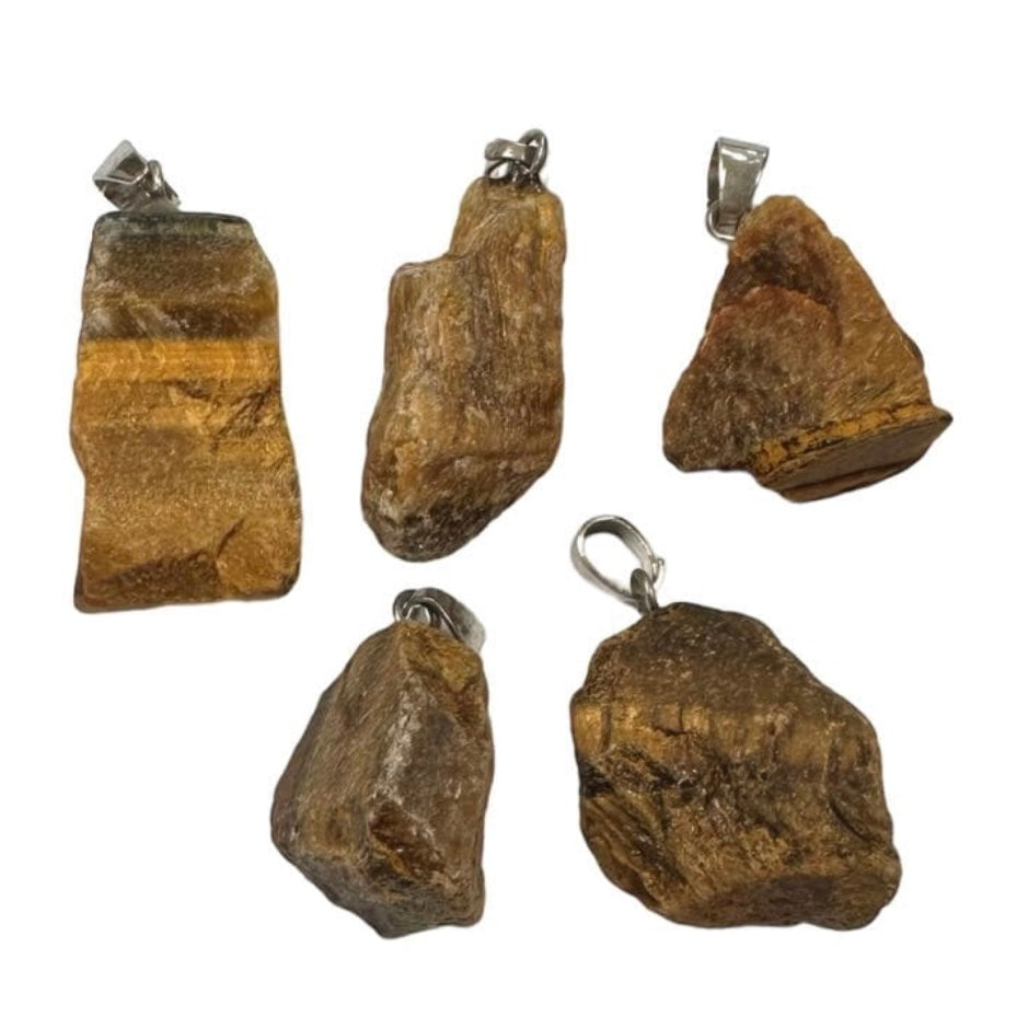 Ciondolo in Occhio di Tigre grezzo - Pietra portafortuna