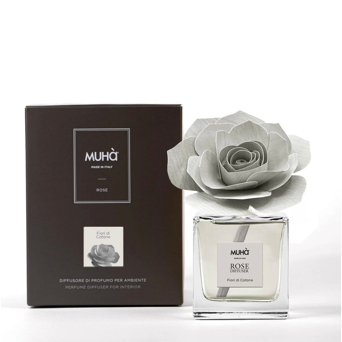 MUHÀ Rose Diffuser Profumatore ambiente con rosa - Fiori di cotone