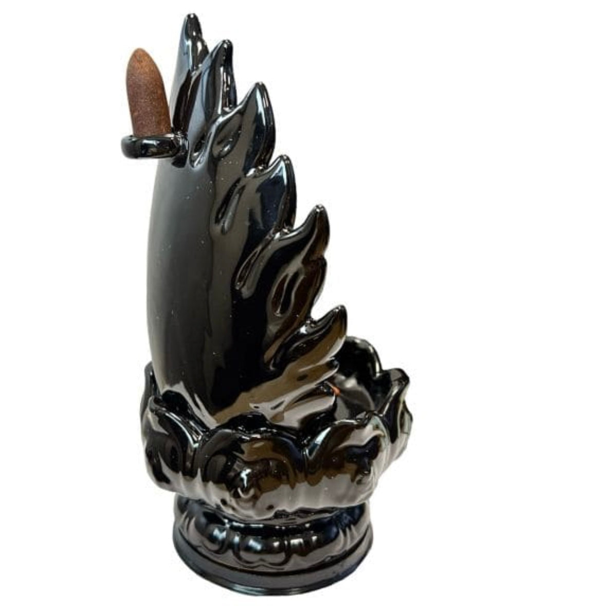 Bruciaincenso a cascata Buddha con Loto in ceramica per Incenso in coni - Portaincenso a fontana 22cm