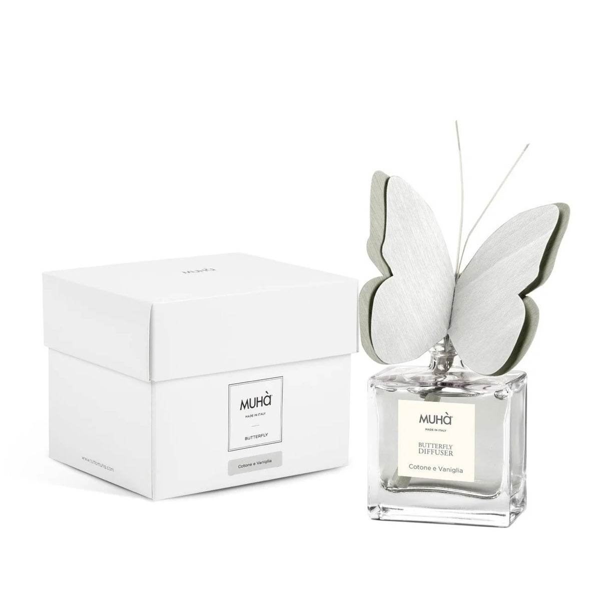 MUHÀ Butterfly Diffuser Profumatore ambiente con farfalla 50ml - Cotone e vaniglia