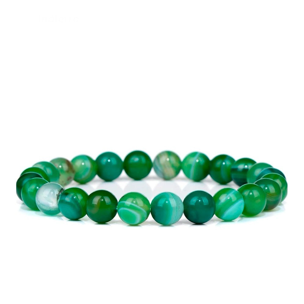 Clorophilla bracciale elastico in Agata verde striata - EQUILIBRIO E RINNOVAMENTO