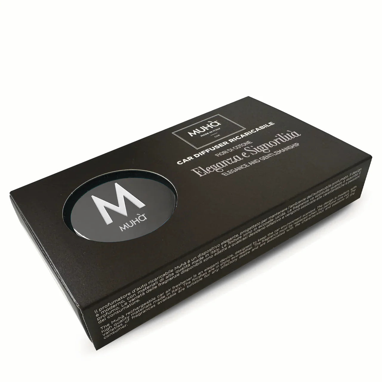 MUHÀ Car Diffuser ricaricabile Fiori di Cotone - Profumatore d'auto Eleganza e Signorilità