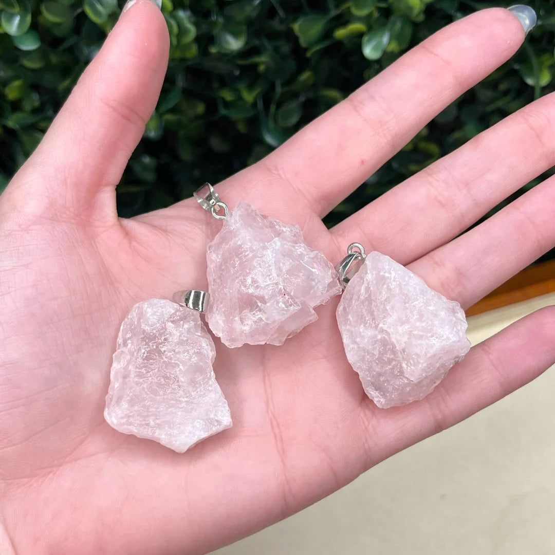 Ciondolo in Quarzo Rosa grezzo - Amore e positività