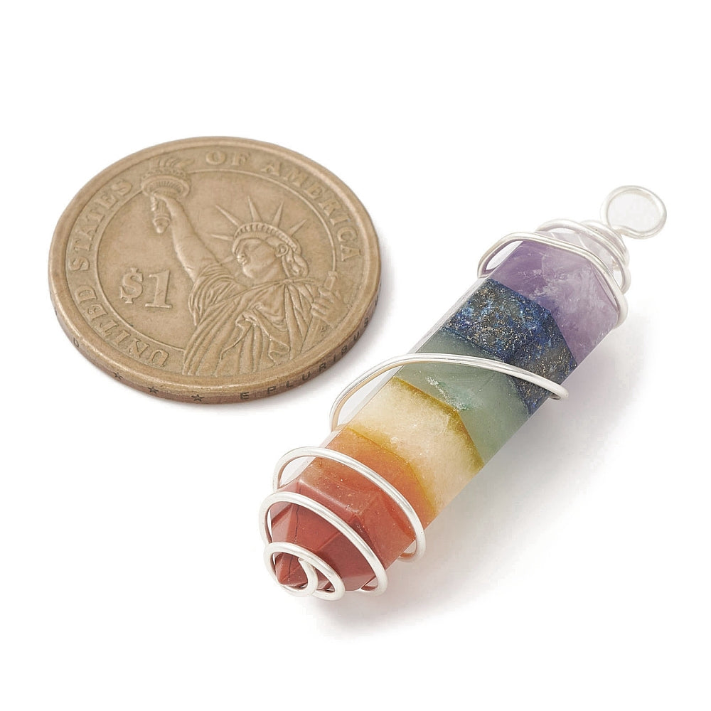 Ciondolo prisma 7 Chakra avvolto in filo di rame