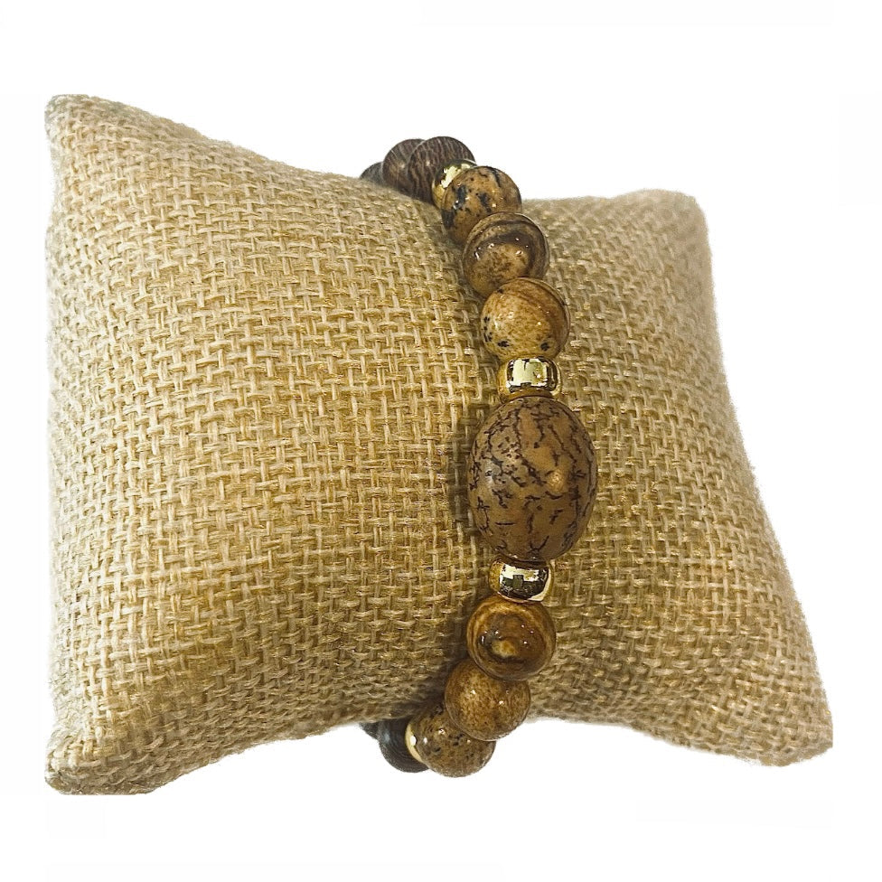 Mala bracciale in Legno Wengè con Pietre preziose - Diverse varianti