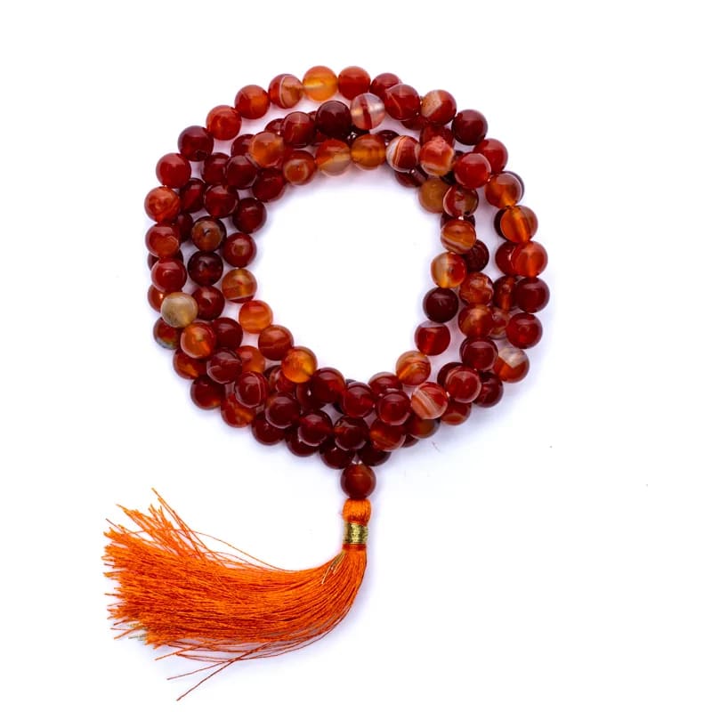 Mala Tibetana Corniola con Nappa - Collana Rosario 108 grani