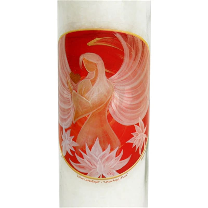 Candela Profumata Lotus Angel of Love in Vetro alla Stearina con immagine Angelo Di Loto D'amore - 21cm - Durata 100 ore - clorophilla-shop