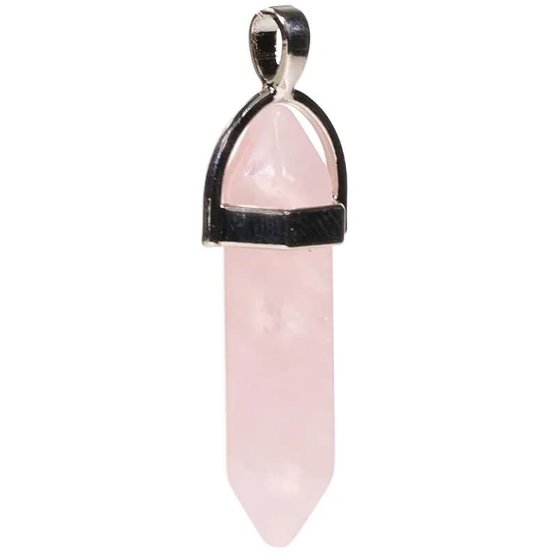 Ciondolo in Pietra Quarzo rosa da 4cm - Disponibile solo ciondolo o ciondolo con collana - clorophilla-shop