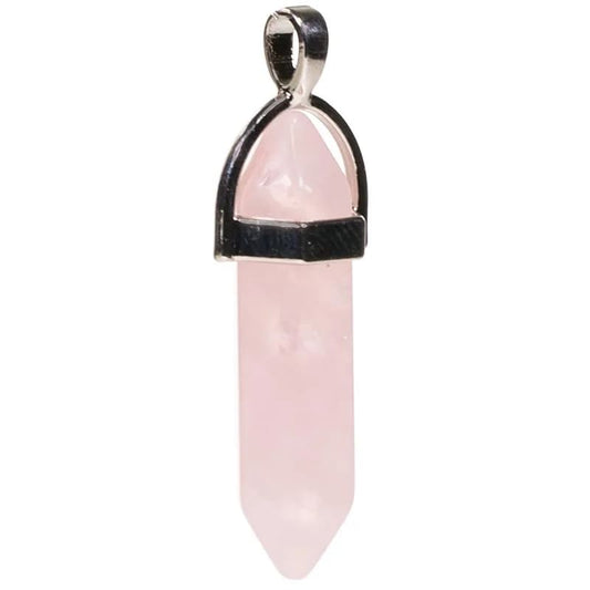 Ciondolo in Pietra Quarzo rosa da 4cm - Disponibile solo ciondolo o ciondolo con collana - clorophilla-shop