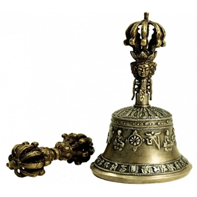 Dorje e Campana in ottone misura 18x9.5cm - clorophilla-shop