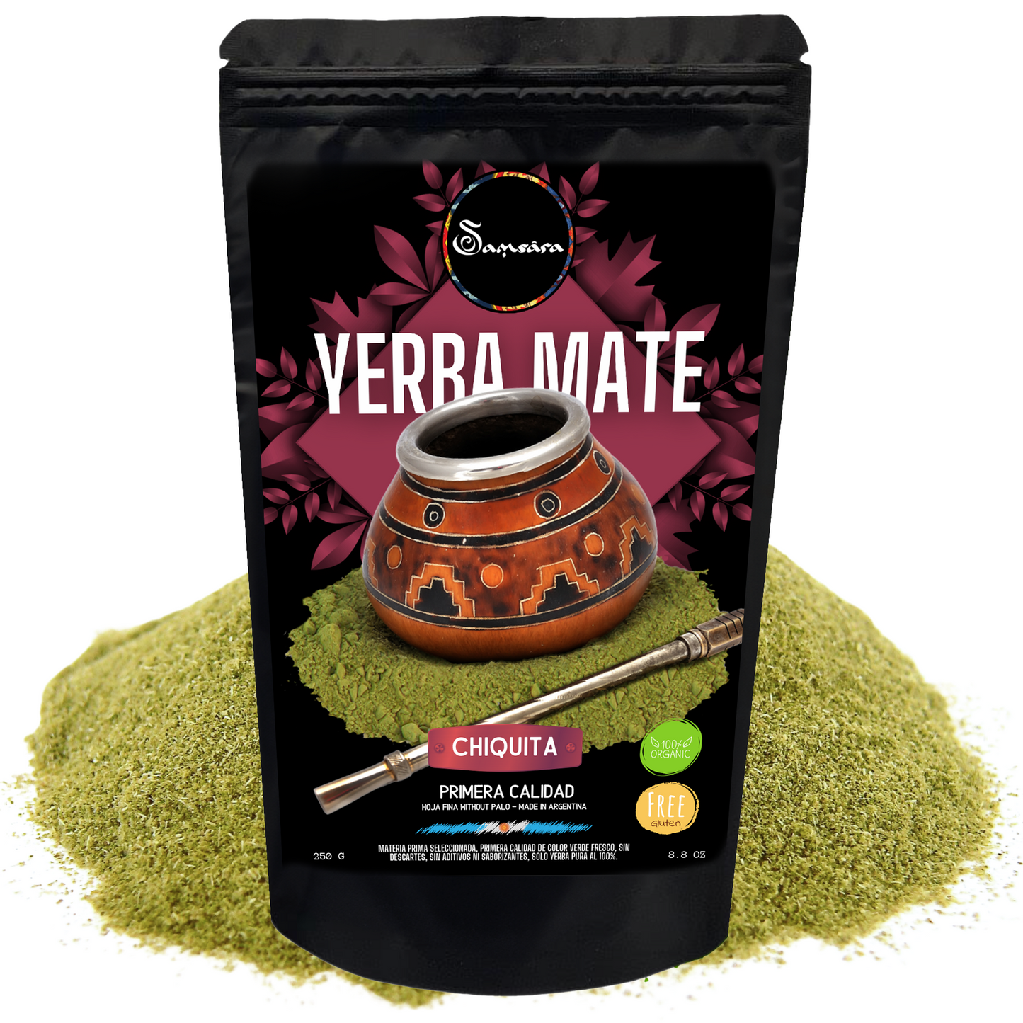 SAMSARA - Yerba Mate Artigianale senza Glutine, CHIQUITA | Polvere di Foglia fina senza Palo | made in Argentina