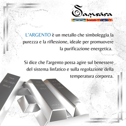 Bracciale Tibetano in Argento 925 e Tanzanite - Filo in cotone cerato vari colori