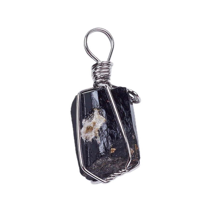 Collana con ciondolo in Tormalina nera grezza - Protezione dalle energie negative