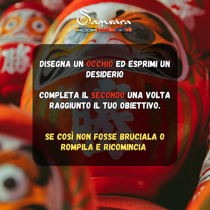 SAMSARA - DARUMA Bambolina Amuleto Portafortuna Giapponese Originale in Porcellana - ORO