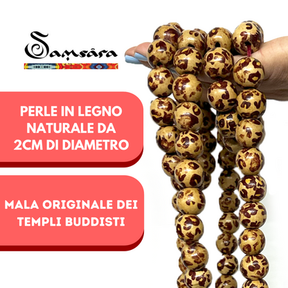 SAMSARA Japamala Oversize - 1 metro - in Legno 108 Grani | Mala Tibetano Tradizionale di grandi dimensioni per Preghiera e Protezione - 2cm diametro