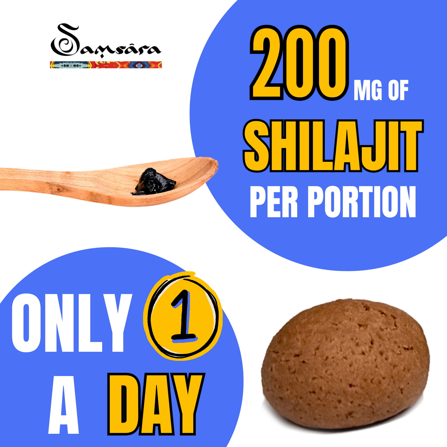 Samsara 30 Biscotti con Shilajit Artigianali e Vegani | Naturale Energia | 1 al Giorno con 200mg di Shilajit 65% di acido fulvico, Senza Lattosio, no OGM, no Conservanti - SamsaraFragrances