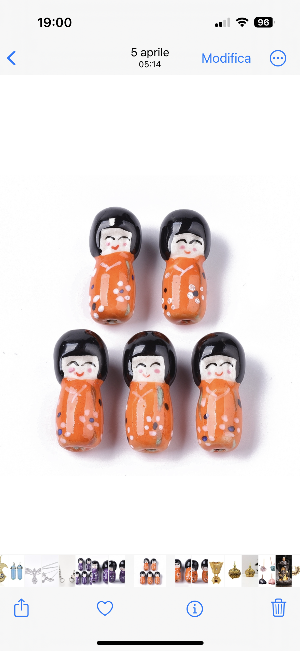 Bambolina giapponese Kokeshi Portafortuna forata in porcellana - Diverse colorazioni