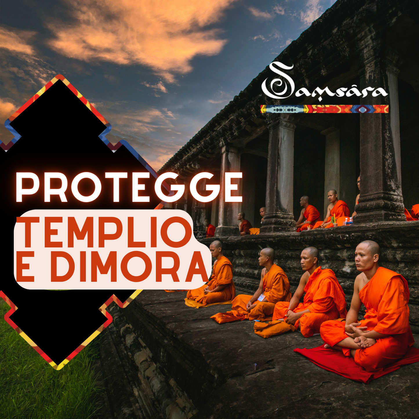 SAMSARA Japamala Oversize - 1 metro - in Legno 108 Grani | Mala Tibetano Tradizionale di grandi dimensioni per Preghiera e Protezione - 4cm diametro