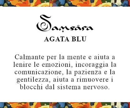 Samsara Bracciale Tibetano Buddista, lunghezza Regolabile, gioiello mistico Portafortuna - Filo in cotone cerato AGATA BLU - SamsaraFragrances