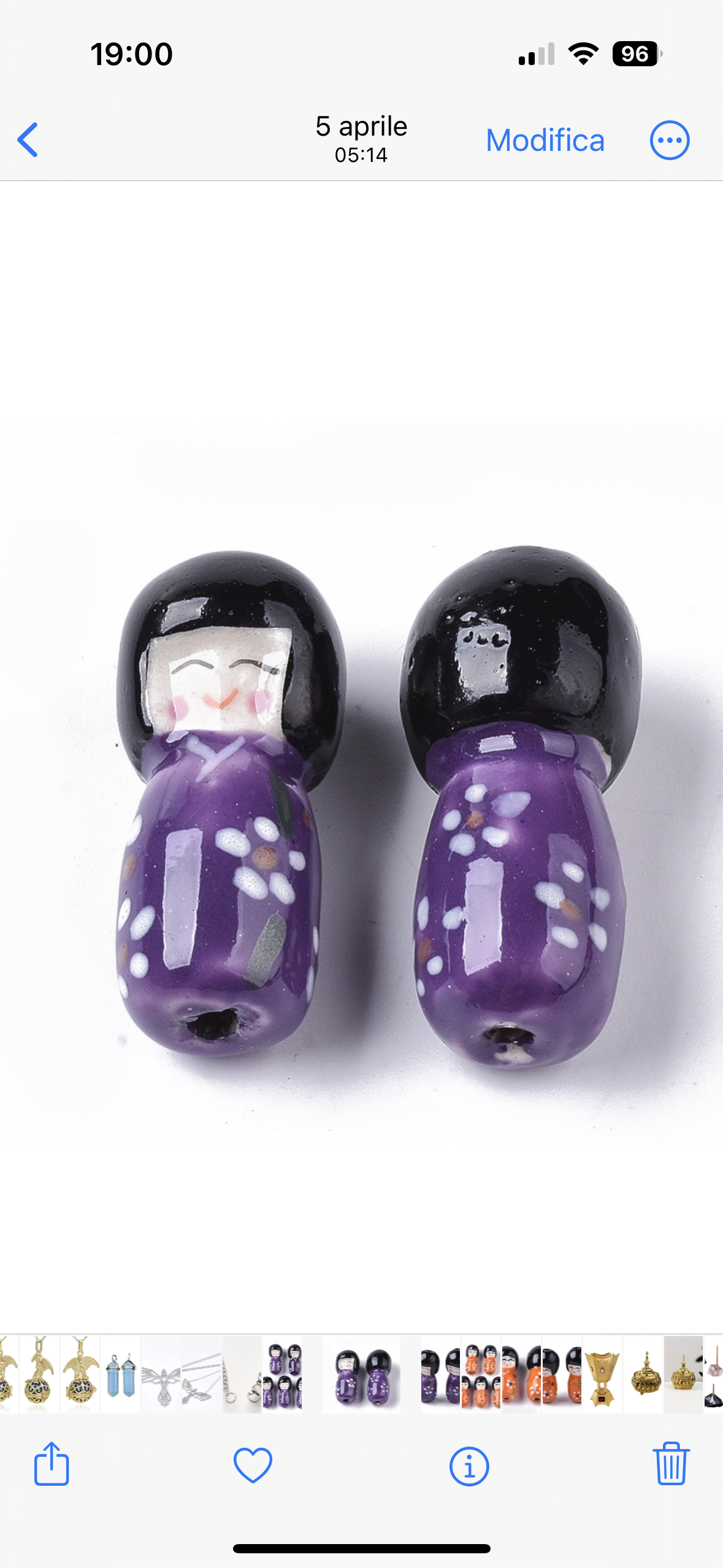 Bambolina giapponese Kokeshi Portafortuna forata in porcellana - Diverse colorazioni