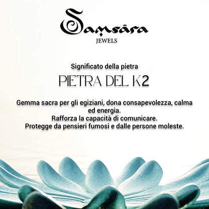 Samsara Bracciale Tibetano Buddista - Shamballa con Azzurrite del K2 - Filo in Cotone Cerato Nero - SamsaraFragrances