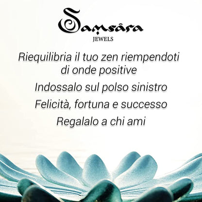 Samsara Bracciale Tibetano Buddista - Shamballa con Pietra in Quarzo Rosa - Filo in Cotone Cerato Nero - SamsaraFragrances