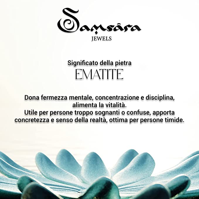 Samsara Bracciale Tibetano Buddista - Shamballa con Ematite - Filo in Cotone Cerato Nero - SamsaraFragrances