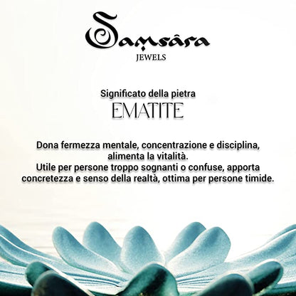 Samsara Bracciale Tibetano Buddista - Shamballa con Ematite - Filo in Cotone Cerato Nero - SamsaraFragrances