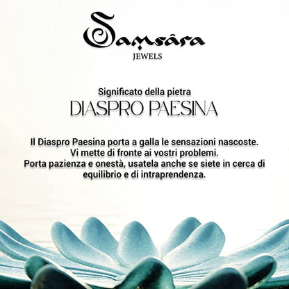 Samsara Bracciale Tibetano Buddista - Shamballa con Diaspro Paesina - Filo in Cotone Cerato Nero - SamsaraFragrances