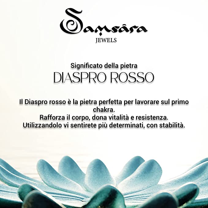 Samsara Bracciale Tibetano Buddista - Shamballa con Pietra in Diaspro Rosso - Filo in Cotone Cerato Nero - SamsaraFragrances