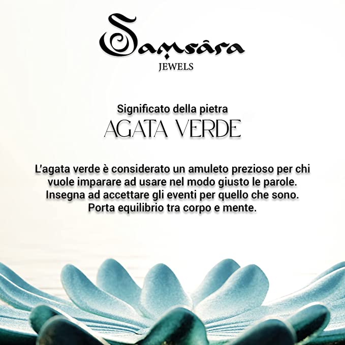 Samsara Bracciale Tibetano Buddista - Shamballa con Pietra in Agata Verde - Filo in Cotone Cerato Marrone - SamsaraFragrances