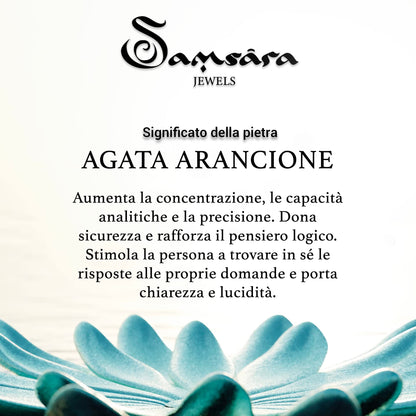 Samsara Bracciale Tibetano Buddista - Shamballa con Agata Arancione Striata - Filo in cotone cerato Marrone - SamsaraFragrances