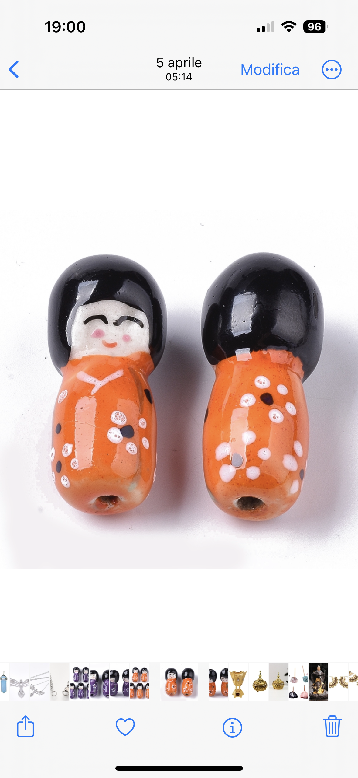 Bambolina giapponese Kokeshi Portafortuna forata in porcellana - Diverse colorazioni