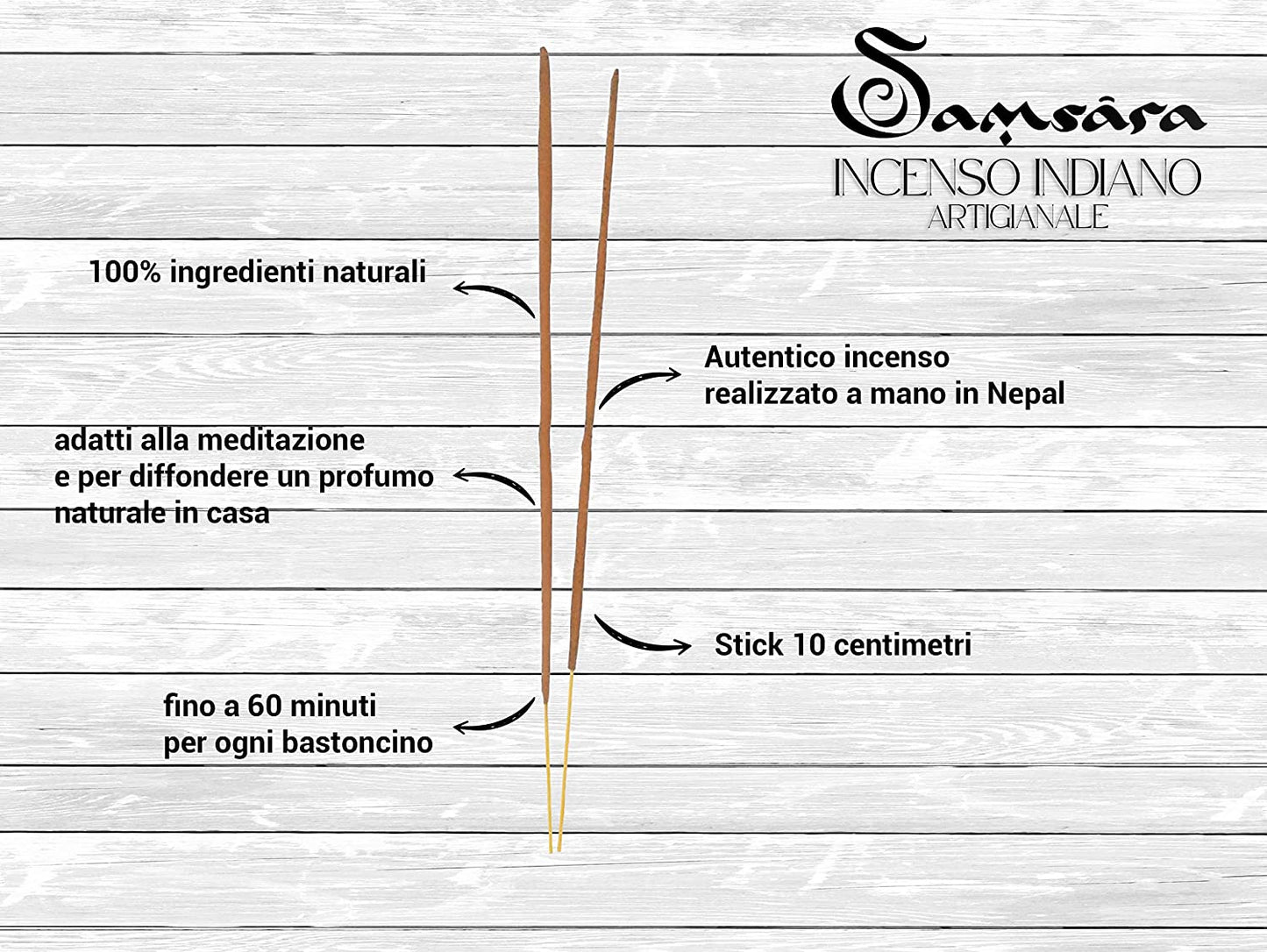 SAMSARA - Incenso Indiano in Stick Artigianale - SANDALWOOD - 15g
