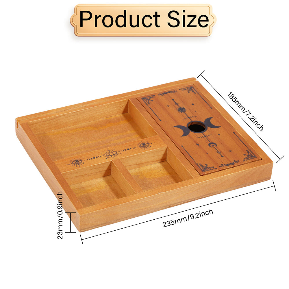 Portacarte tarocchi tripla dea della luna in legno con scatola portaoggetti