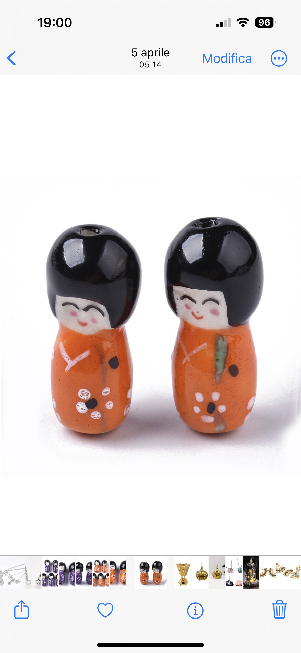 Bambolina giapponese Kokeshi Portafortuna forata in porcellana - Diverse colorazioni