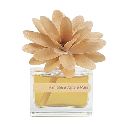 MUHÀ Flower Diffuser Profumatore d'ambiente con fiore - Vaniglia e Ambra pura