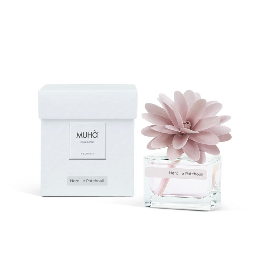 MUHÀ Flower Diffuser Profumatore d'ambiente con fiore - Neroli e Patchouli
