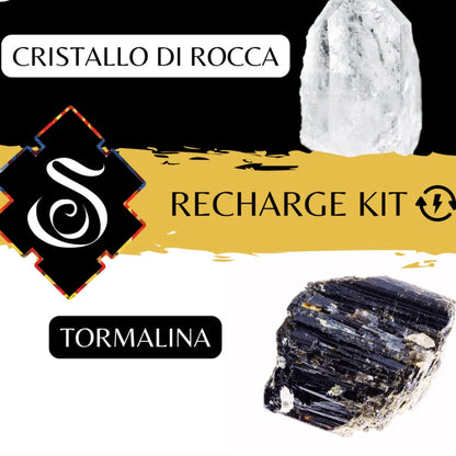 Samsara Kit Pietre di Purificazione per Caricare e Scaricare Minerali Qualità A - Cristallo di Rocca e Tormalina nera carico/scarico