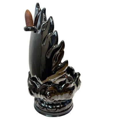 Bruciaincenso a cascata Buddha con Loto in ceramica per Incenso in coni - Portaincenso a fontana 22cm