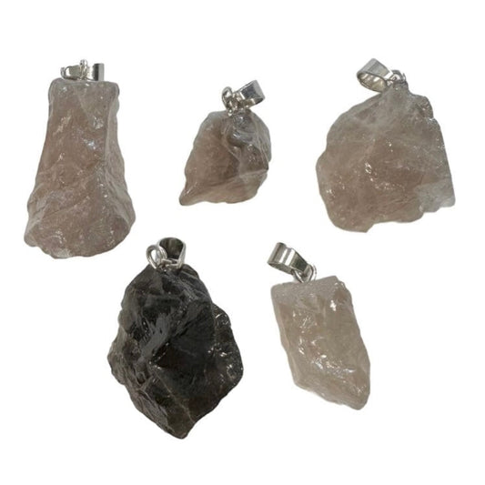 Ciondolo in Cristallo di Rocca fumè grezzo - Energia positiva