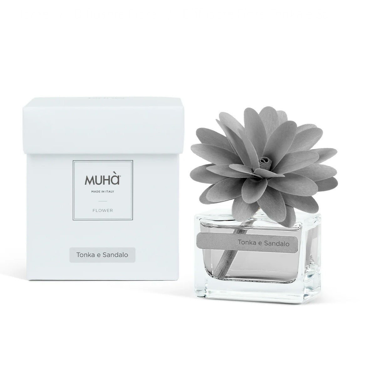 MUHÀ Flower Diffuser Tonka e Sandalo - Profumatore d'ambiente con fiore - Vari formati