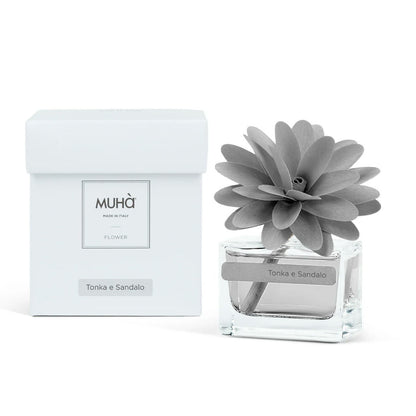 MUHÀ Flower Diffuser Tonka e Sandalo - Profumatore d'ambiente con fiore - Vari formati