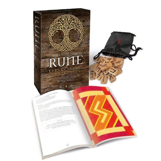 Lo Scarabeo KIT RUNE "I segreti della Magia Runica" - Elegante cofanetto con 25 Rune in Legno e libro di 176 pagine