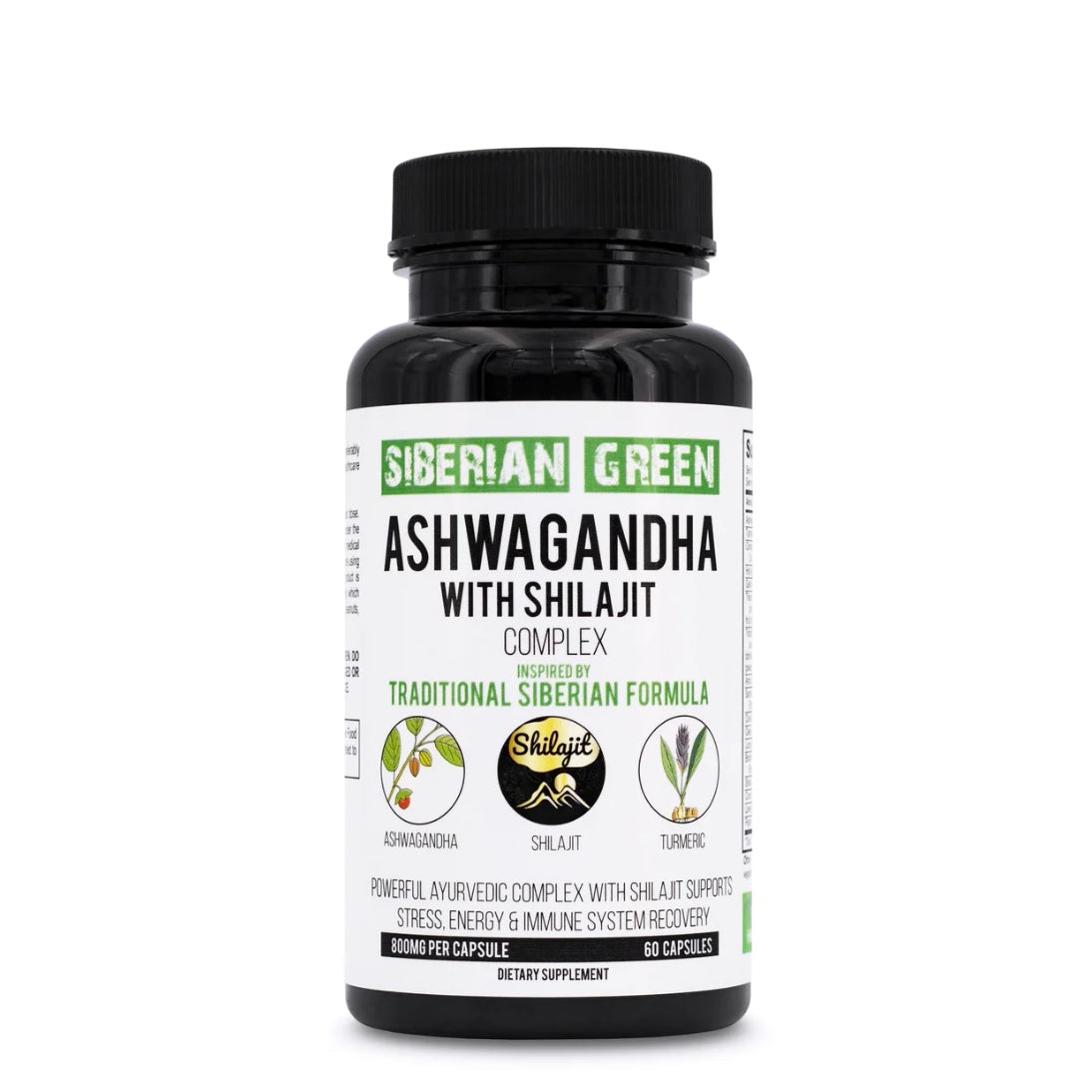Siberian Green ASHWAGANDHA con Shilajit e Curcuma - 60 capsule