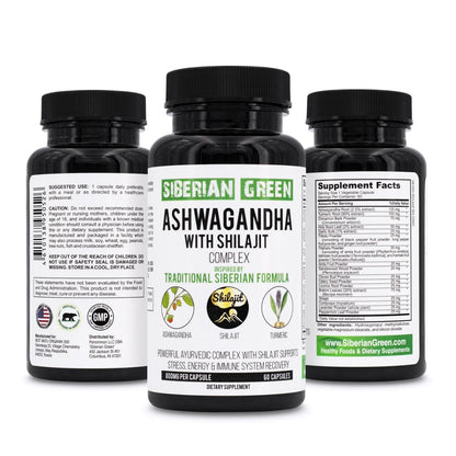 Siberian Green ASHWAGANDHA con Shilajit e Curcuma - 60 capsule