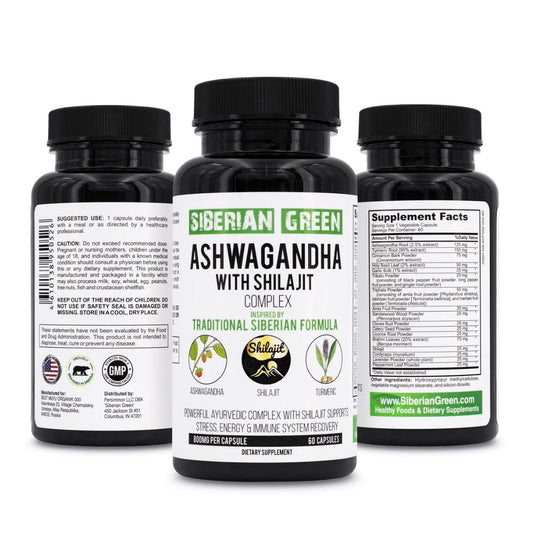 Siberian Green ASHWAGANDHA con Shilajit e Curcuma - 60 capsule