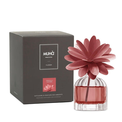MUHÀ Flower Diffuser Profumatore d'ambiente con fiore - Arancio e Cannella