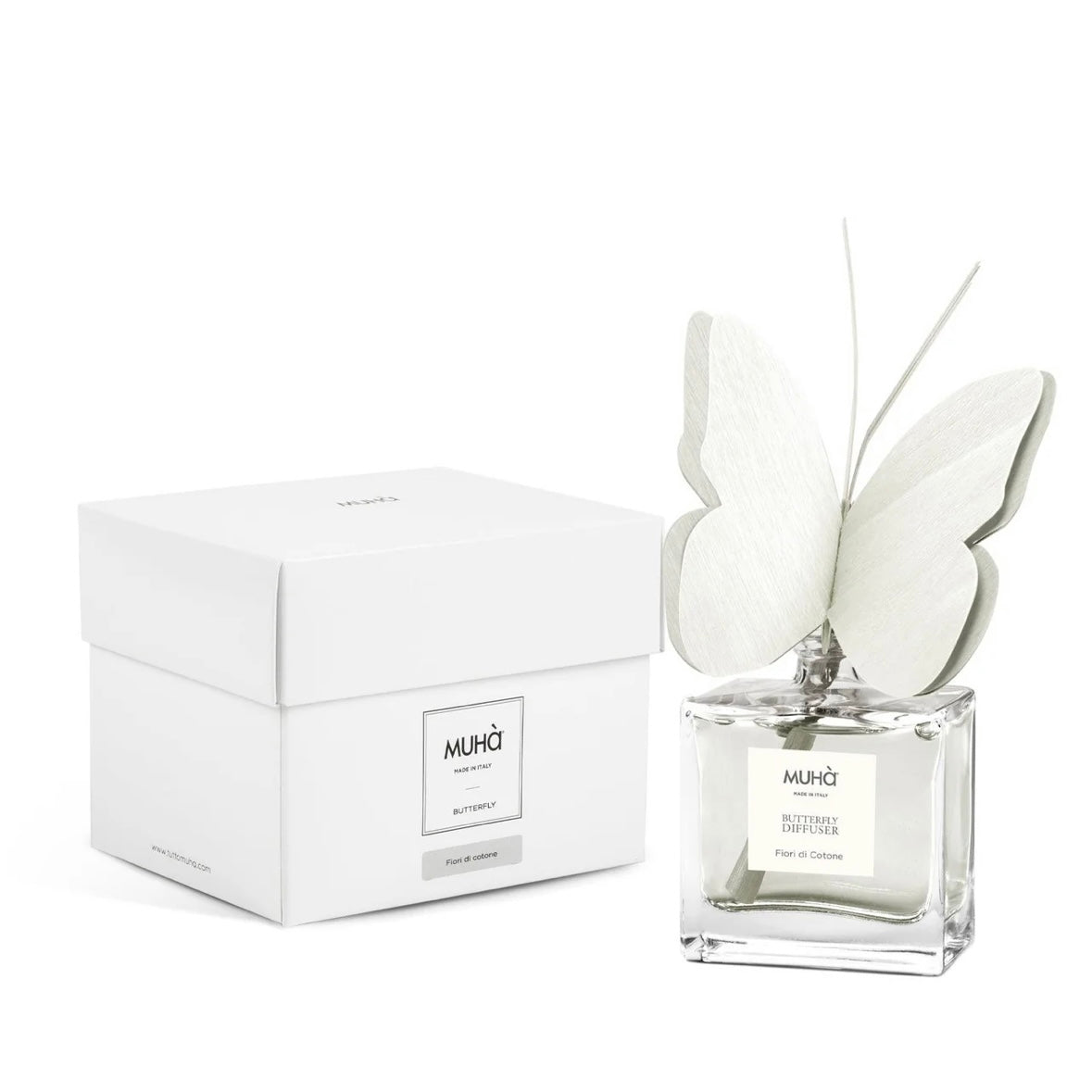 MUHÀ Butterfly Diffuser Profumatore ambiente con farfalla 50ml - Fiori di cotone